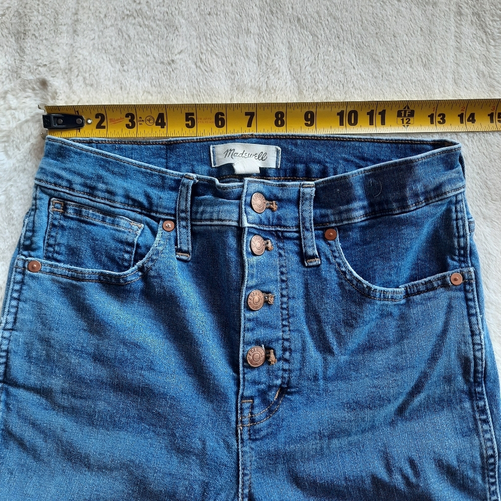 Madewell Blue Jeans Sz 28  10” High Rise Skinny  Button Fly 94% Cotton Stretch - Picture 7 of 13